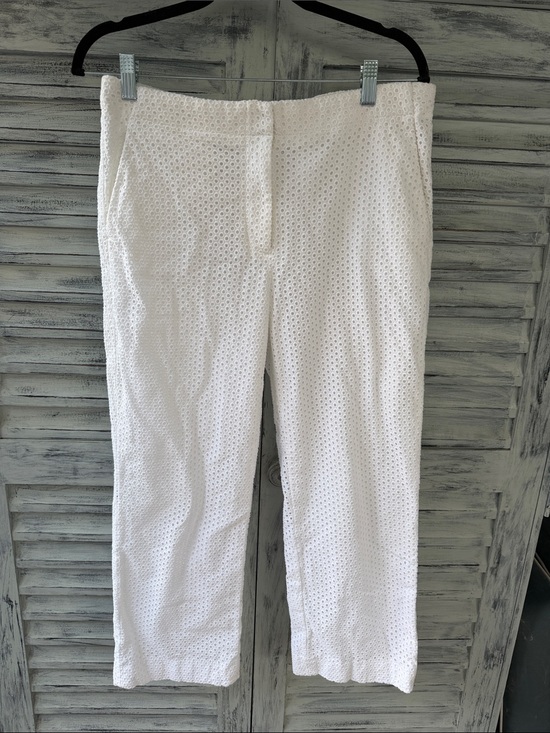 J. Crew Pants - J. Crew White Eyelet Cropped Pants Size 10